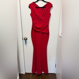 Red V-Neck mermaid style gown